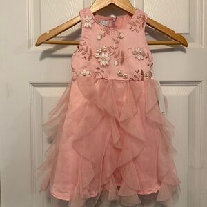 NWT Badgley Mischka Embroidered Bodice Tulle Skirt Girls Dress